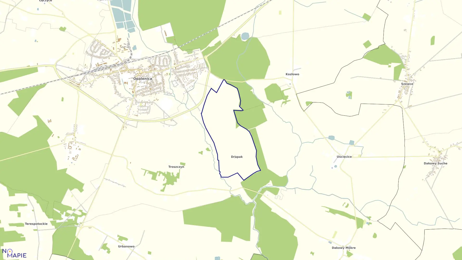 Mapa obrębu DRAPAK w gminie Opalenica
