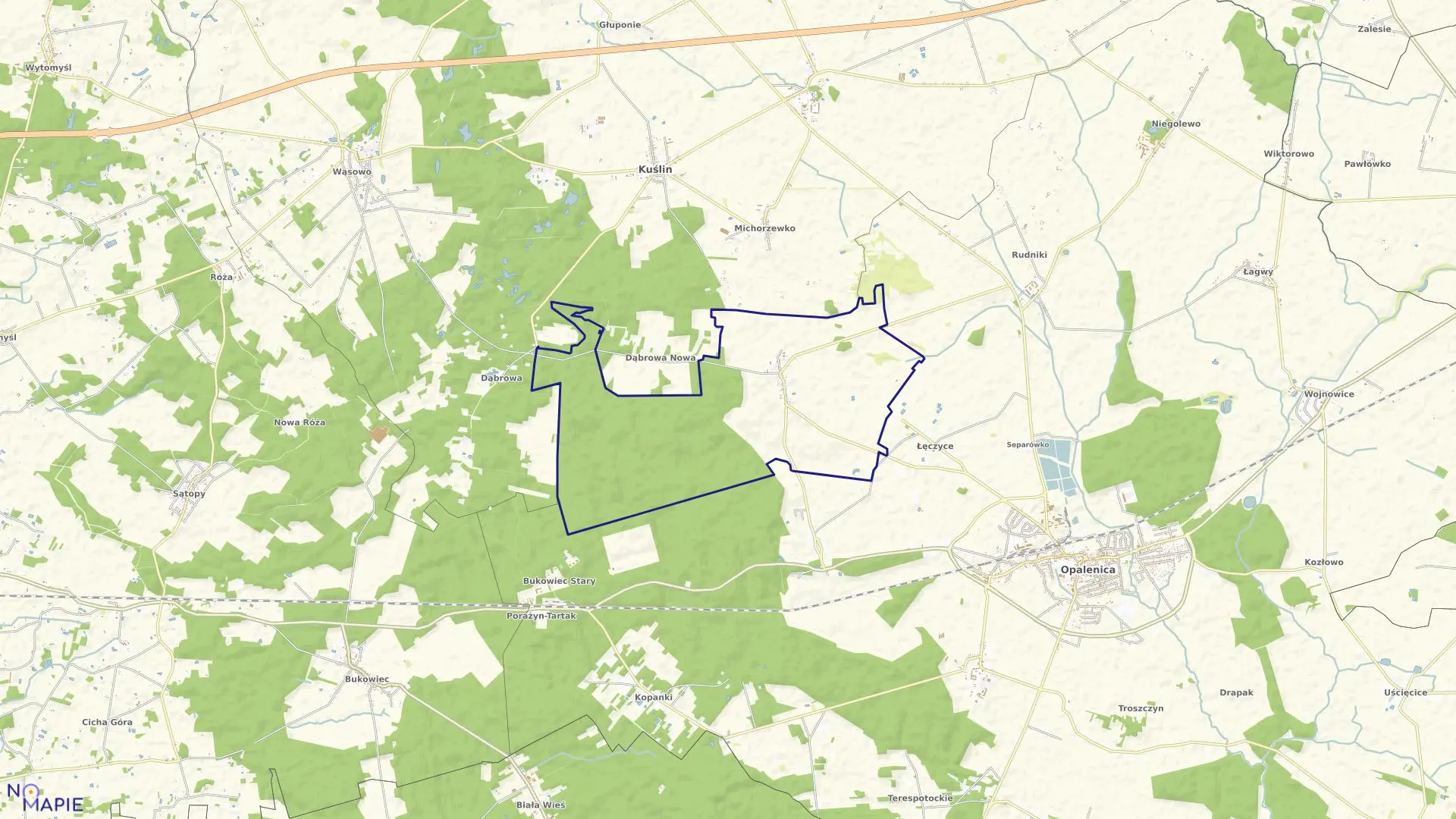 Mapa obrębu JASTRZĘBNIKI w gminie Opalenica