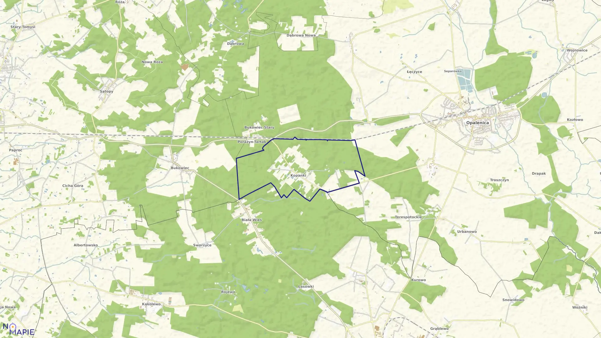 Mapa obrębu KOPANKI w gminie Opalenica