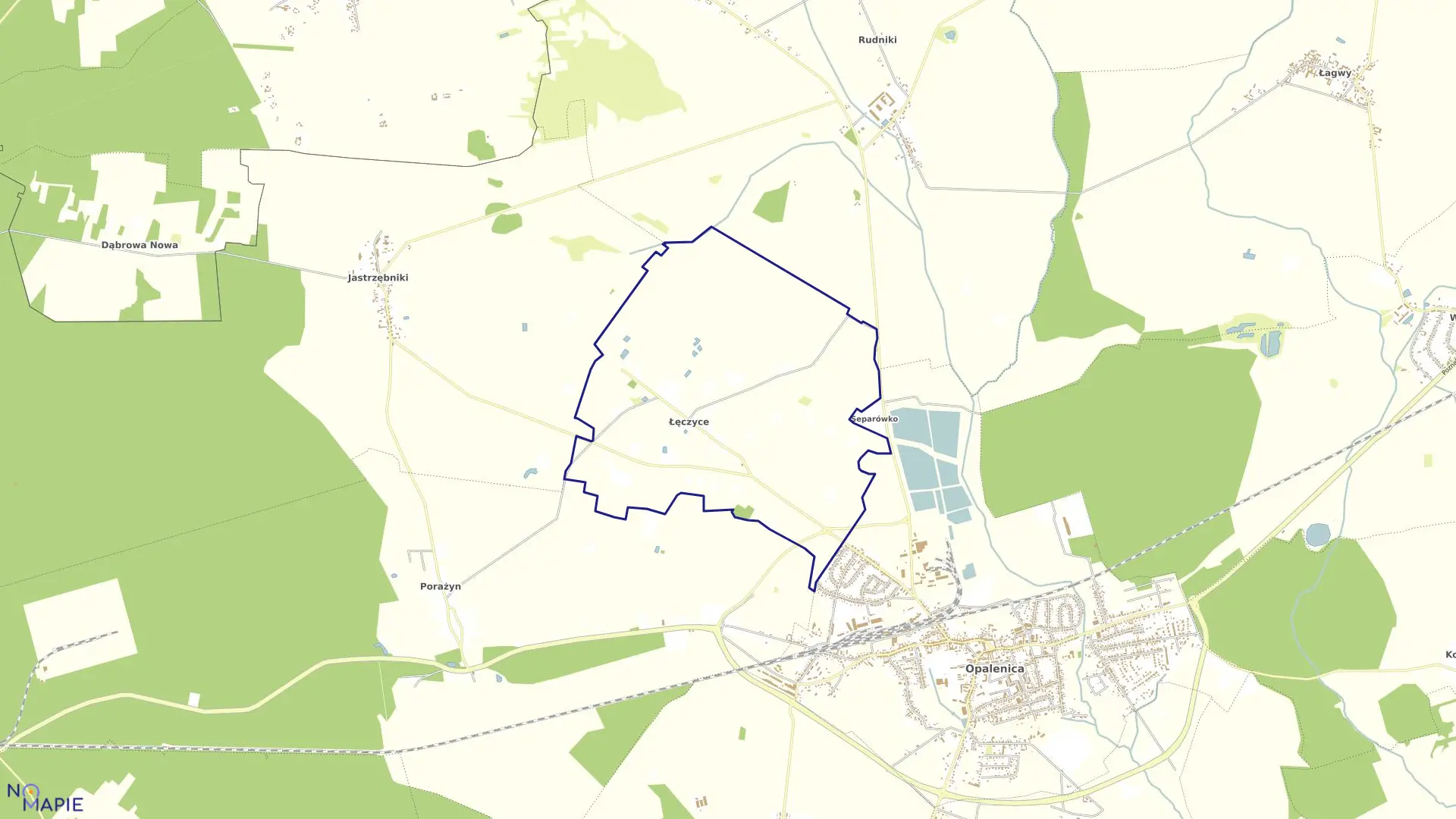 Mapa obrębu ŁĘCZYCE w gminie Opalenica