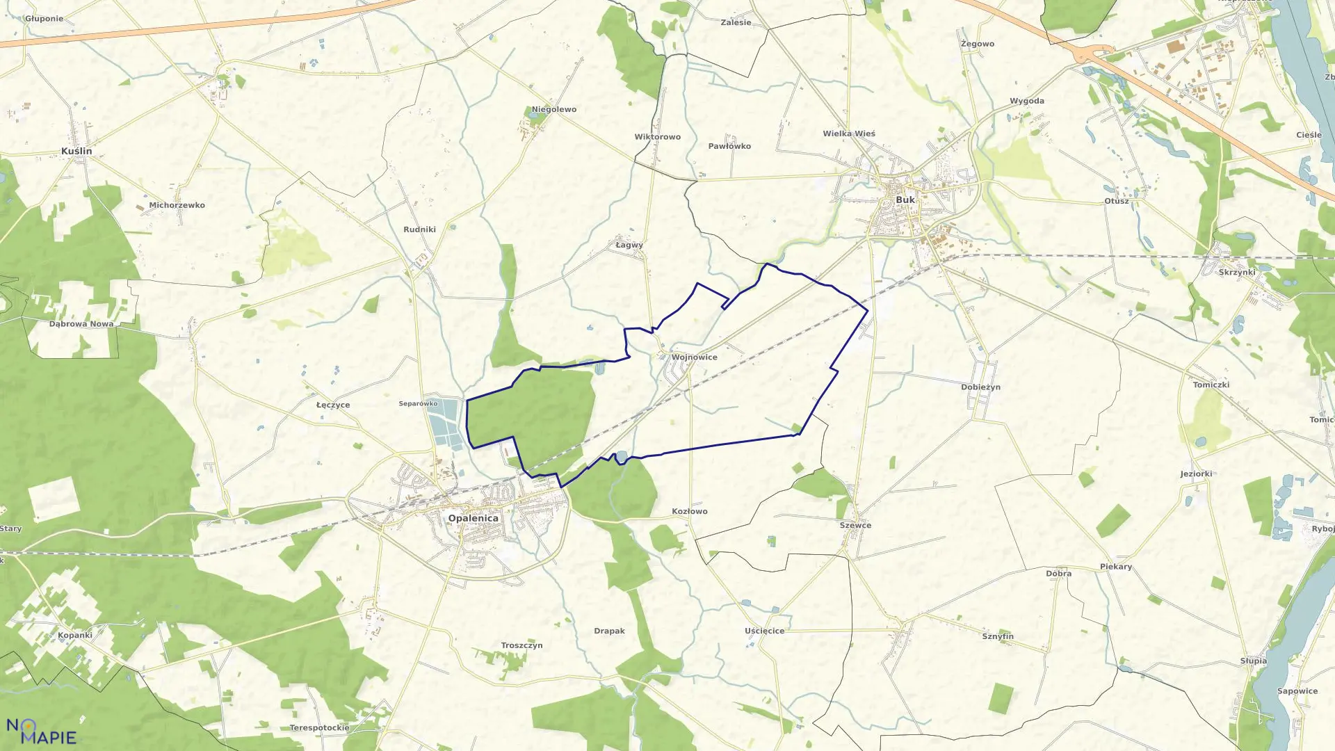 Mapa obrębu WOJNOWICE w gminie Opalenica